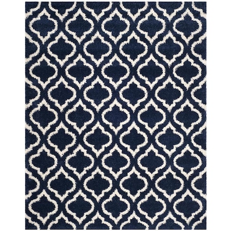 Flowers First 8 x 10 ft. Hudson Shag Power Loomed Rug; Navy & Ivory - Large Rectangle FL1874483